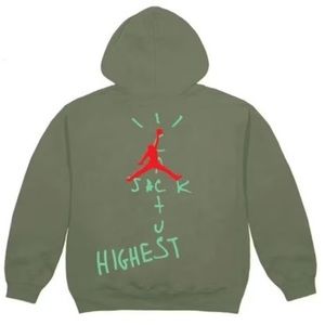 Cactus Jack by Travis Scott Olive Green Hoodie with Red & Mint Graphics